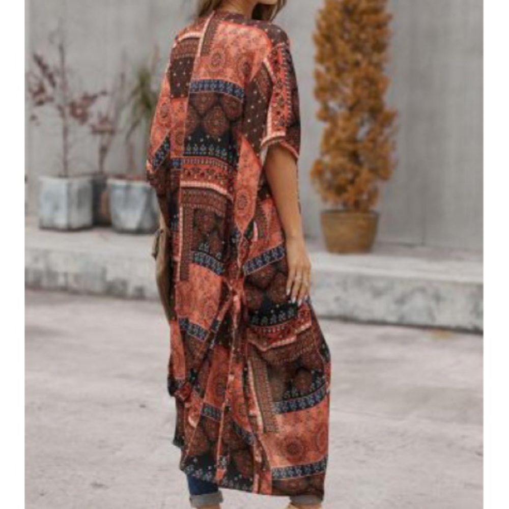 Boho Style Kimono With Tie Belt - Picture 2 of 6